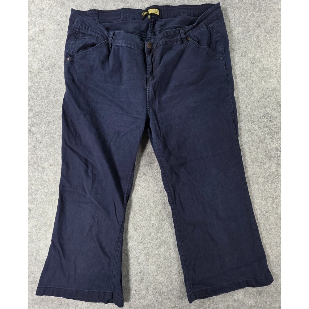 Suzanne Betro Weekend Women 22 Pullon Bootcut Jeans Blue Stretch Embroidered NEW